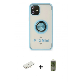 MARSİLYAN™- iPhone 12 Kılıf Yörünge Çizgi - Siyah Joko Magic 5D Hayalet Cam + Renkli Kamera Lens Koruma Cam - SI