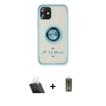MARSİLYAN™- iPhone 12 Kılıf Yörünge Çizgi - Siyah Joko Magic 5D Hayalet Cam + Kamera Lens Koruma Cam - SF