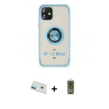 MARSİLYAN™- iPhone 12 Kılıf Yörünge Çizgi - Siyah Joko Magic 5D Hayalet Cam + Rainbow Kamera Lens Koruma Cam - YL