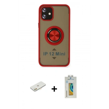 MARSİLYAN™- iPhone 12 Kılıf Yörünge Çizgi - Siyah Polymer Nano Ekran Koruyucu + Renkli Kamera Lens Koruma Cam - TU