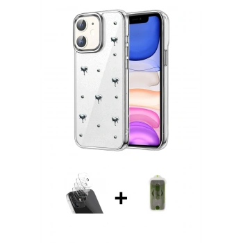 MARSİLYAN™- iPhone 12 Kılıf Yörünge Form - Siyah Joko Magic 5D Hayalet Cam + Kamera Lens Koruma Cam - SF