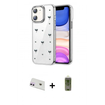 MARSİLYAN™- iPhone 12 Kılıf Yörünge Form - Siyah Joko Magic 5D Hayalet Cam + Rainbow Kamera Lens Koruma Cam - MR