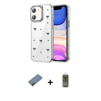 MARSİLYAN™- iPhone 12 Kılıf Yörünge Form - Siyah Joko Magic 5D Hayalet Cam + Shine Kamera Lens Koruma Cam - GD