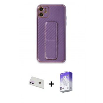 MARSİLYAN™- iPhone 12 Kılıf Yörünge Yansıma - Siyah Bilvis 5in1 3D Magic Cam Ekran Koruyucu + Rainbow Kamera Lens Koruma Cam - MR