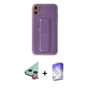 MARSİLYAN™- iPhone 12 Kılıf Yörünge Yansıma - Siyah Bilvis 5in1 3D Magic Cam Ekran Koruyucu + Raze Metal Kamera Lens - KI