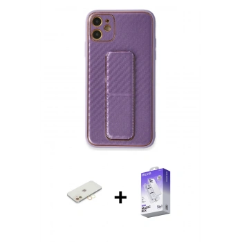 MARSİLYAN™- iPhone 12 Kılıf Yörünge Yansıma - Siyah Bilvis 5in1 3D Magic Cam Ekran Koruyucu + Renkli Kamera Lens Koruma Cam - SI