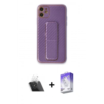 MARSİLYAN™- iPhone 12 Kılıf Yörünge Yansıma - Siyah Bilvis 5in1 3D Magic Cam Ekran Koruyucu + Kamera Lens Koruma Cam - SF