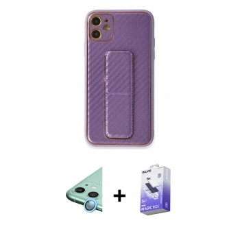 MARSİLYAN™- iPhone 12 Kılıf Yörünge Yansıma - Siyah Bilvis 5in1 5D Magic Hayalet Cam Ekran Koruyucu + Raze Metal Kamera Lens - MI
