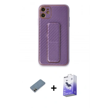 MARSİLYAN™- iPhone 12 Kılıf Yörünge Yansıma - Siyah Bilvis 5in1 5D Magic Hayalet Cam Ekran Koruyucu + Metal Kamera Lens Koruma Cam - GD