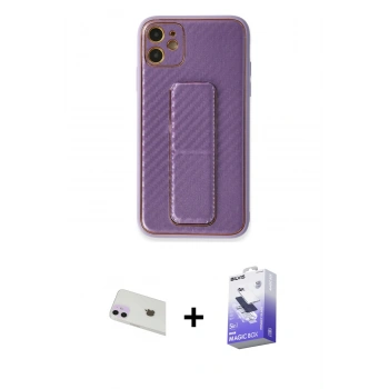 MARSİLYAN™- iPhone 12 Kılıf Yörünge Yansıma - Siyah Bilvis 5in1 5D Magic Hayalet Cam Ekran Koruyucu + Rainbow Kamera Lens Koruma Cam - MR