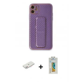 MARSİLYAN™- iPhone 12 Kılıf Yörünge Yansıma - Siyah Polymer Nano Ekran Koruyucu + Renkli Kamera Lens Koruma Cam - PE