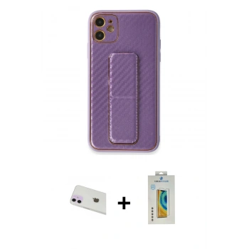 MARSİLYAN™- iPhone 12 Kılıf Yörünge Yansıma - Siyah Polymer Nano Ekran Koruyucu + Rainbow Kamera Lens Koruma Cam - MR