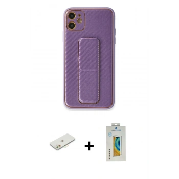 MARSİLYAN™- iPhone 12 Kılıf Yörünge Yansıma - Siyah Polymer Nano Ekran Koruyucu + Renkli Kamera Lens Koruma Cam - TU