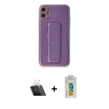 MARSİLYAN™- iPhone 12 Kılıf Yörünge Yansıma - Siyah Polymer Nano Ekran Koruyucu + Kamera Lens Koruma Cam - SF