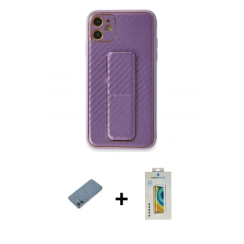 MARSİLYAN™- iPhone 12 Kılıf Yörünge Yansıma - Siyah Polymer Nano Ekran Koruyucu + Shine Kamera Lens Koruma Cam - MI