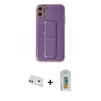 MARSİLYAN™- iPhone 12 Kılıf Yörünge Yansıma - Siyah Polymer Nano Ekran Koruyucu + Rainbow Kamera Lens Koruma Cam - YL