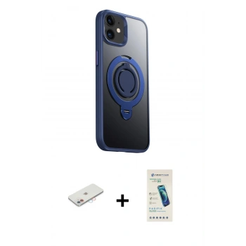 MARSİLYAN™- iPhone 12 Kılıf Zirve Çizgi Prime - Şeffaf Pasifik Cam Ekran Koruyucu + Renkli Kamera Lens Koruma Cam - PE