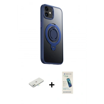 MARSİLYAN™- iPhone 12 Kılıf Zirve Çizgi Prime - Şeffaf Pasifik Cam Ekran Koruyucu + Renkli Kamera Lens Koruma Cam - SI