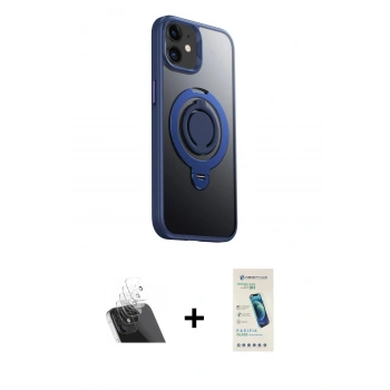 MARSİLYAN™- iPhone 12 Kılıf Zirve Çizgi Prime - Şeffaf Pasifik Cam Ekran Koruyucu + Kamera Lens Koruma Cam - SF