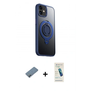 MARSİLYAN™- iPhone 12 Kılıf Zirve Çizgi Prime - Şeffaf Pasifik Cam Ekran Koruyucu + Shine Kamera Lens Koruma Cam - SABE