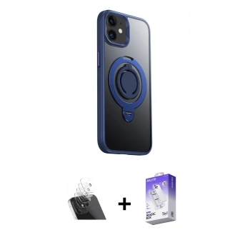 MARSİLYAN™- iPhone 12 Kılıf Zirve Çizgi Prime - Siyah Bilvis 5in1 3D Magic Cam Ekran Koruyucu + Kamera Lens Koruma Cam - SF