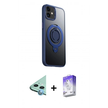 MARSİLYAN™- iPhone 12 Kılıf Zirve Çizgi Prime - Siyah Bilvis 5in1 3D Magic Cam Ekran Koruyucu + Raze Metal Kamera Lens - MI