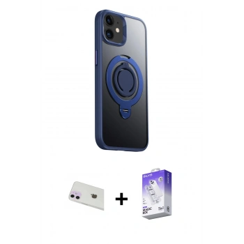 MARSİLYAN™- iPhone 12 Kılıf Zirve Çizgi Prime - Siyah Bilvis 5in1 3D Magic Cam Ekran Koruyucu + Rainbow Kamera Lens Koruma Cam - MR
