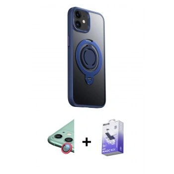 MARSİLYAN™- iPhone 12 Kılıf Zirve Çizgi Prime - Siyah Bilvis 5in1 5D Magic Hayalet Cam Ekran Koruyucu + Raze Metal Kamera Lens - KI