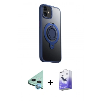 MARSİLYAN™- iPhone 12 Kılıf Zirve Çizgi Prime - Siyah Bilvis 5in1 5D Magic Hayalet Cam Ekran Koruyucu + Raze Metal Kamera Lens - MI