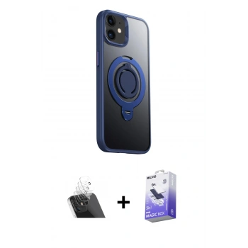 MARSİLYAN™- iPhone 12 Kılıf Zirve Çizgi Prime - Siyah Bilvis 5in1 5D Magic Hayalet Cam Ekran Koruyucu + Kamera Lens Koruma Cam - SF