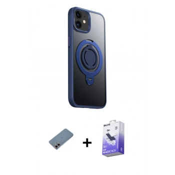 MARSİLYAN™- iPhone 12 Kılıf Zirve Çizgi Prime - Siyah Bilvis 5in1 5D Magic Hayalet Cam Ekran Koruyucu + Shine Kamera Lens Koruma Cam - PE