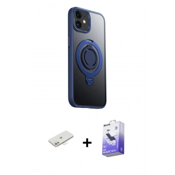MARSİLYAN™- iPhone 12 Kılıf Zirve Çizgi Prime - Siyah Bilvis 5in1 5D Magic Hayalet Cam Ekran Koruyucu + Renkli Kamera Lens Koruma Cam - YL