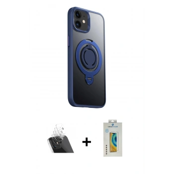 MARSİLYAN™- iPhone 12 Kılıf Zirve Çizgi Prime - Siyah Polymer Nano Ekran Koruyucu + Kamera Lens Koruma Cam - SF