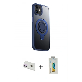 MARSİLYAN™- iPhone 12 Kılıf Zirve Çizgi Prime - Siyah Polymer Nano Ekran Koruyucu + Rainbow Kamera Lens Koruma Cam - MR