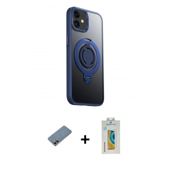 MARSİLYAN™- iPhone 12 Kılıf Zirve Çizgi Prime - Siyah Polymer Nano Ekran Koruyucu + Shine Kamera Lens Koruma Cam - PE