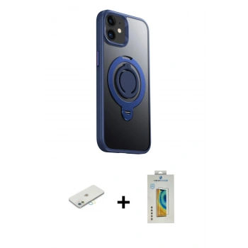 MARSİLYAN™- iPhone 12 Kılıf Zirve Çizgi Prime - Siyah Polymer Nano Ekran Koruyucu + Renkli Kamera Lens Koruma Cam - SI