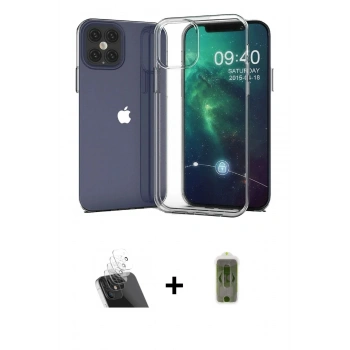 MARSİLYAN™- iPhone 12 Kılıf Zirve Doku - Siyah Joko Magic 5D Hayalet Cam + Kamera Lens Koruma Cam - SF