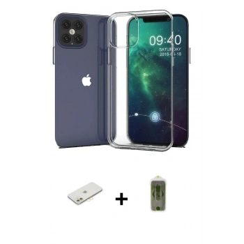 MARSİLYAN™- iPhone 12 Kılıf Zirve Doku - Siyah Joko Magic 5D Hayalet Cam + Renkli Kamera Lens Koruma Cam - TU