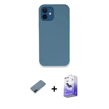 MARSİLYAN™- iPhone 12 Kılıf Zirve Modern Özel Seri - Siyah Bilvis 5in1 5D Magic Hayalet Cam Ekran Koruyucu + Metal Kamera Lens Koruma Cam - MI