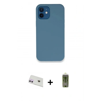 MARSİLYAN™- iPhone 12 Kılıf Zirve Modern Özel Seri - Siyah Joko Magic 5D Hayalet Cam + Rainbow Kamera Lens Koruma Cam - MR