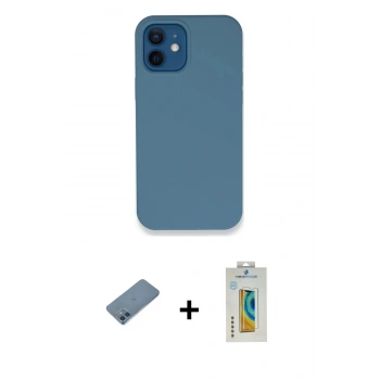 MARSİLYAN™- iPhone 12 Kılıf Zirve Modern Özel Seri - Siyah Polymer Nano Ekran Koruyucu + Shine Kamera Lens Koruma Cam - MI