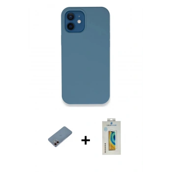 MARSİLYAN™- iPhone 12 Kılıf Zirve Modern Özel Seri - Siyah Polymer Nano Ekran Koruyucu + Shine Kamera Lens Koruma Cam - PE