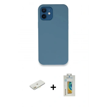MARSİLYAN™- iPhone 12 Kılıf Zirve Modern Özel Seri - Siyah Polymer Nano Ekran Koruyucu + Renkli Kamera Lens Koruma Cam - TU