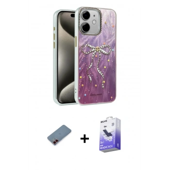 MARSİLYAN™- iPhone 12 Kılıf Zirve Modern Prime - Siyah Bilvis 5in1 5D Magic Hayalet Cam Ekran Koruyucu + Metal Kamera Lens Koruma Cam - KI