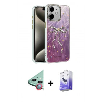 MARSİLYAN™- iPhone 12 Kılıf Zirve Modern Prime - Siyah Bilvis 5in1 5D Magic Hayalet Cam Ekran Koruyucu + Raze Metal Kamera Lens - KI