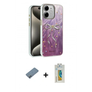 MARSİLYAN™- iPhone 12 Kılıf Zirve Modern Prime - Siyah Polymer Nano Ekran Koruyucu + Shine Kamera Lens Koruma Cam - SABE