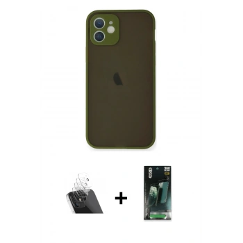 MARSİLYAN™- iPhone 12 Mini Kılıf Ahenk Çizgi Serisi - Şeffaf 360 Full Body Arka Koruyucu + Kamera Lens Koruma Cam - SF