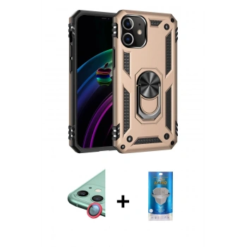 MARSİLYAN™- iPhone 12 Mini Kılıf Ahenk Klasik Koleksiyonu - Şeffaf Royal Nano Ekran Koruyucu + Raze Metal Kamera Lens - KI