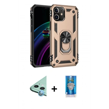 MARSİLYAN™- iPhone 12 Mini Kılıf Ahenk Klasik Koleksiyonu - Şeffaf Royal Nano Ekran Koruyucu + Raze Metal Kamera Lens - MI