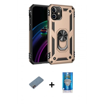 MARSİLYAN™- iPhone 12 Mini Kılıf Ahenk Klasik Koleksiyonu - Şeffaf Royal Nano Ekran Koruyucu + Shine Kamera Lens Koruma Cam - PE